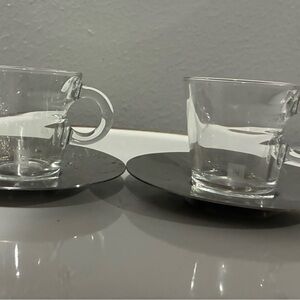 NESPRESSO VIEW 2 ESPRESSO CUPS & 2 SAUCERS ATELIER OT DESIGN EUC